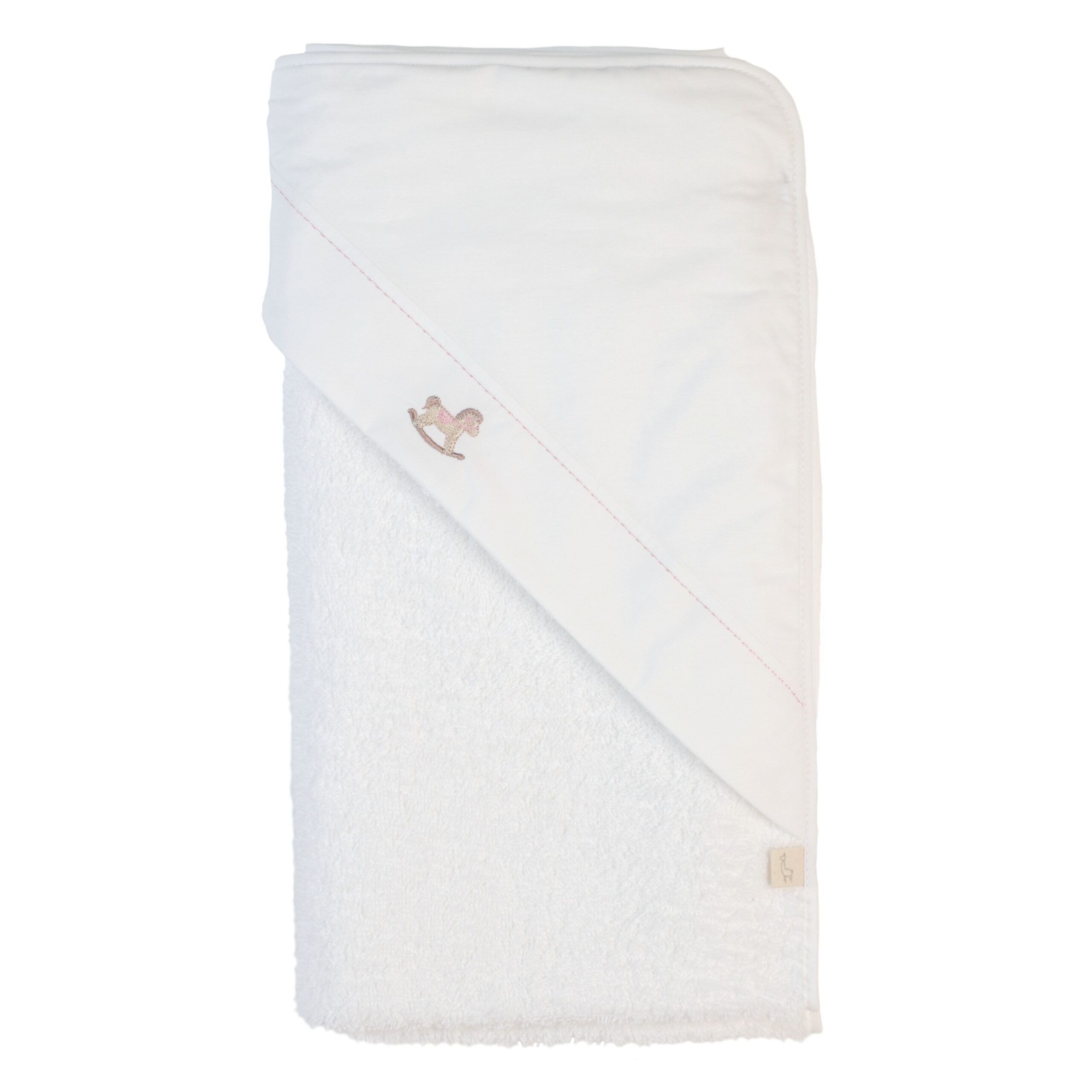 image-8 BABY GI ROCKING HORSE BATHTOWEL WHITE & PINK - Afbeelding 1