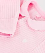 Petit Bateau - Fluwelen Babypyjama Met Effen Kraag Roze - Afbeelding 4