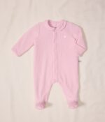 Petit Bateau - Fluwelen Babypyjama Met Effen Kraag Roze - Afbeelding 3