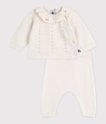 Petit Bateau -Tweedelig Babysetje Van Wol En Katoen Met Fleurig Kraagje - Afbeelding 4