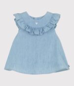 Petit Bateau - Katoenen Babybloesje Zonder Mouwen In Geborduurde Chambray - Afbeelding 3