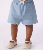 Petit Bateau - Babyshort Van Chambray Met Borduursel