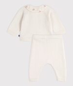 Petit Bateau -Tweedelig Babysetje Van Wol En Katoen Met Fleurig Kraagje - Afbeelding 3