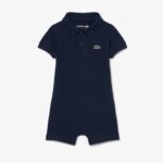 Lacoste Stretch Piqué Rompertje voor Pasgeborenen Navy Blue