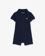 Lacoste Stretch Piqué Rompertje voor Pasgeborenen Navy Blue